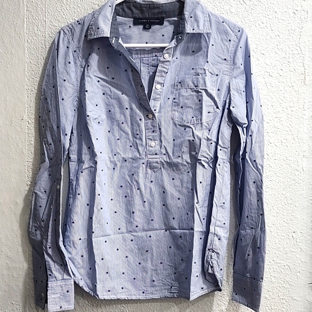 Tommy Hilfiger Stars & Stripes Front Button Long Sleeve Shirt, Size SP, MSRP $69